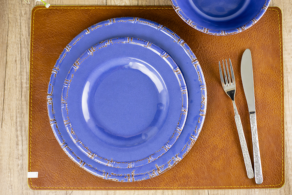 blue melamine plates